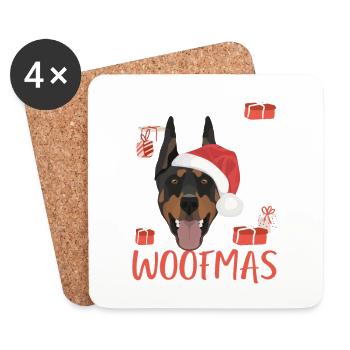 Dobermann Frohe Weihnachten - Untersetzer (4er-Set) - Weiß - Vorne