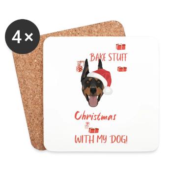 Dobermann Frohe Weihnachten - Untersetzer (4er-Set) - Weiß - Vorne