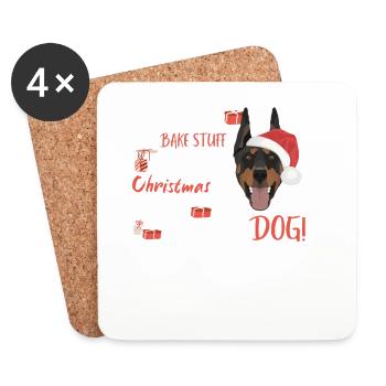 Dobermann Frohe Weihnachten - Untersetzer (4er-Set) - Weiß - Vorne