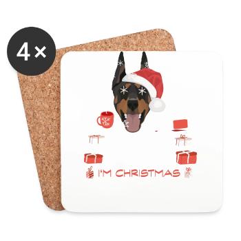 Dobermann Weihnachtsmarkt - Untersetzer (4er-Set) - Weiß - Vorne