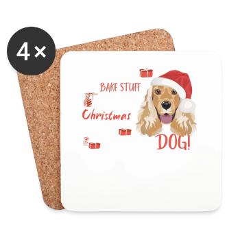 English Cocker Spaniel Frohe Weihnachten - Untersetzer (4er-Set) - Weiß - Vorne