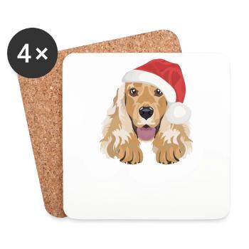 Deutsch Cocker Spaniel Joyeux Noël - Dessous de verre (lot de 4) - blanc - Devant