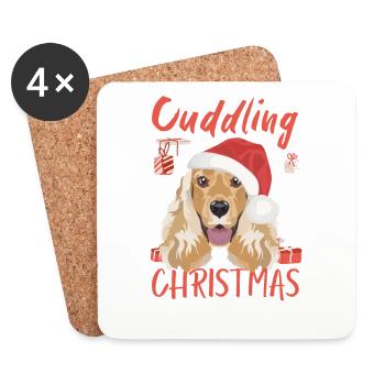 Deutsch Cocker Spaniel Joyeux Noël - Dessous de verre (lot de 4) - blanc - Devant