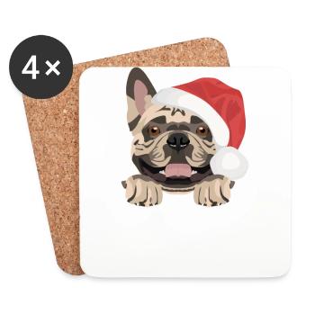Français Bulldog Joyeux Noël - Dessous de verre (lot de 4) - blanc - Devant