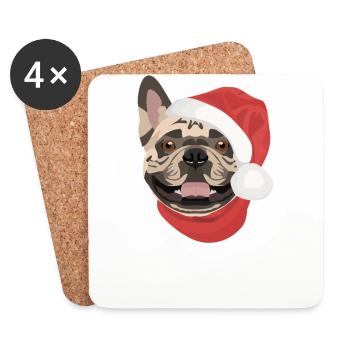 Français Bulldog Joyeux Noël - Dessous de verre (lot de 4) - blanc - Devant