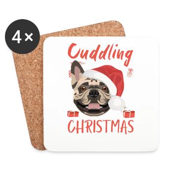 Français Bulldog Joyeux Noël - Dessous de verre (lot de 4) - blanc - Devant
