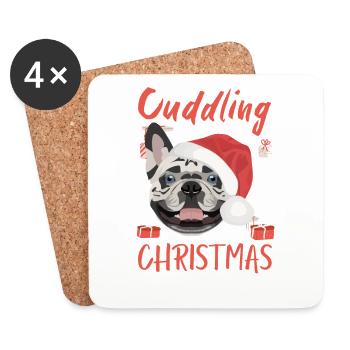 Français Bulldog Joyeux Noël - Dessous de verre (lot de 4) - blanc - Devant