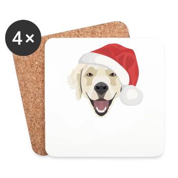 Golden Retriever Merry Christmas - Coasters (set of 4) - white - Front