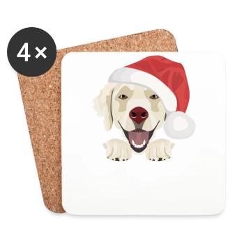 Golden Retriever Merry Christmas - Coasters (set of 4) - white - Front