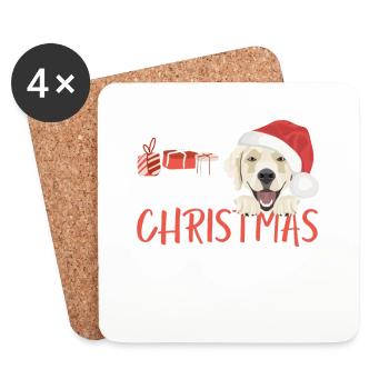 Golden Retriever Merry Christmas - Coasters (set of 4) - white - Front