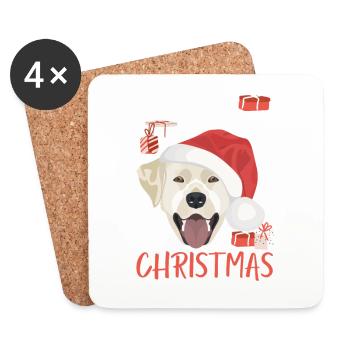 Labrador Frohe Weihnachten - Untersetzer (4er-Set) - Weiß - Vorne