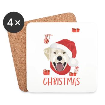 Labrador Frohe Weihnachten - Untersetzer (4er-Set) - Weiß - Vorne