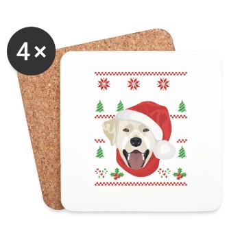 Joyeux Noël Labrador - Dessous de verre (lot de 4) - blanc - Devant