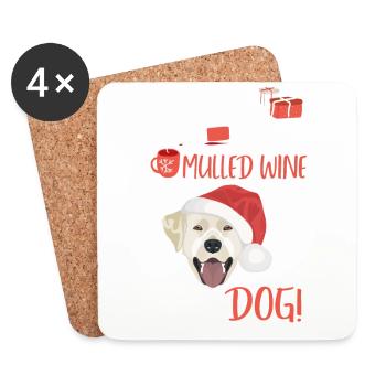 Labrador vin chaud Noël - Dessous de verre (lot de 4) - blanc - Devant