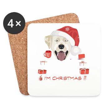 Marché de Noël du Labrador - Dessous de verre (lot de 4) - blanc - Devant