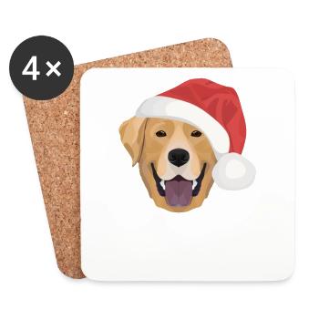 Labrador Frohe Weihnachten - Untersetzer (4er-Set) - Weiß - Vorne