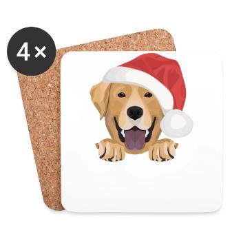 Labrador Frohe Weihnachten - Untersetzer (4er-Set) - Weiß - Vorne