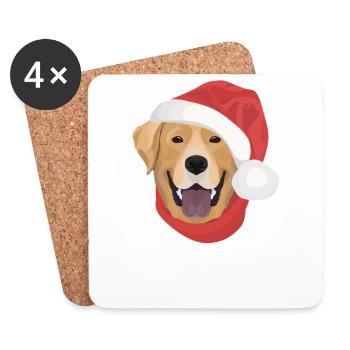Labrador Frohe Weihnachten - Untersetzer (4er-Set) - Weiß - Vorne