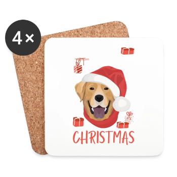 Labrador Frohe Weihnachten - Untersetzer (4er-Set) - Weiß - Vorne