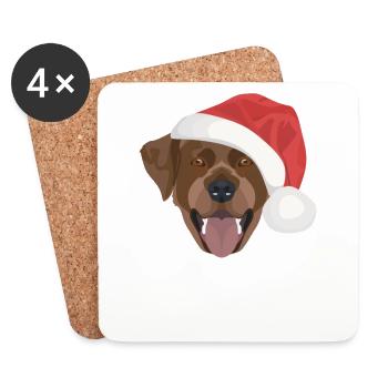 Labrador Frohe Weihnachten - Untersetzer (4er-Set) - Weiß - Vorne