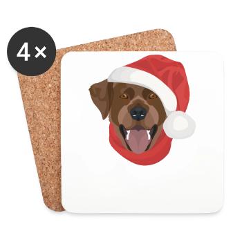 Labrador Frohe Weihnachten - Untersetzer (4er-Set) - Weiß - Vorne