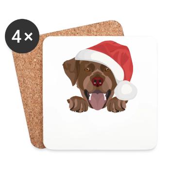 Labrador Frohe Weihnachten - Untersetzer (4er-Set) - Weiß - Vorne