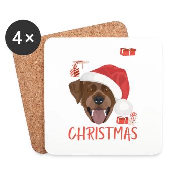 Labrador Frohe Weihnachten - Untersetzer (4er-Set) - Weiß - Vorne