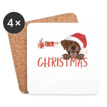 Labrador Frohe Weihnachten - Untersetzer (4er-Set) - Weiß - Vorne