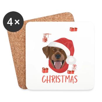 Labrador Frohe Weihnachten - Untersetzer (4er-Set) - Weiß - Vorne