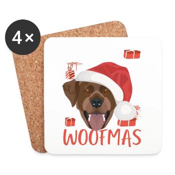Joyeux Noël Labrador - Dessous de verre (lot de 4) - blanc - Devant