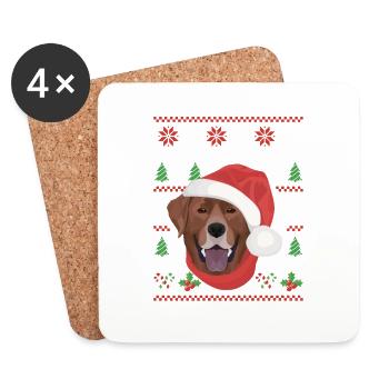 Labrador Frohe Weihnachten - Untersetzer (4er-Set) - Weiß - Vorne