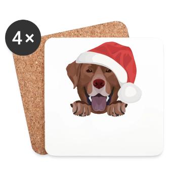 Labrador Frohe Weihnachten - Untersetzer (4er-Set) - Weiß - Vorne