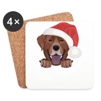 Labrador Frohe Weihnachten - Untersetzer (4er-Set) - Weiß - Vorne
