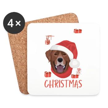 Labrador Frohe Weihnachten - Untersetzer (4er-Set) - Weiß - Vorne