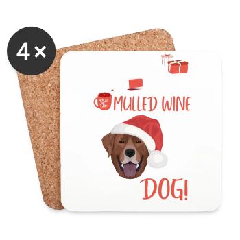 Labrador vin chaud Noël - Dessous de verre (lot de 4) - blanc - Devant