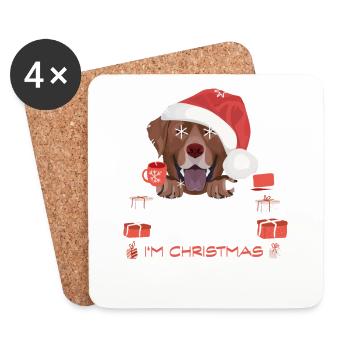 Marché de Noël du Labrador - Dessous de verre (lot de 4) - blanc - Devant