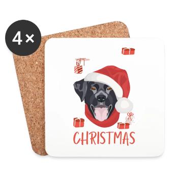 Labrador Frohe Weihnachten - Untersetzer (4er-Set) - Weiß - Vorne