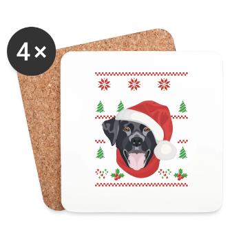 Labrador Frohe Weihnachten - Untersetzer (4er-Set) - Weiß - Vorne
