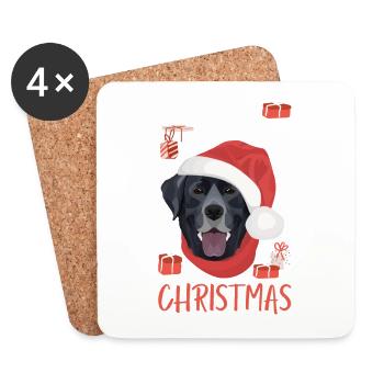 Labrador Frohe Weihnachten - Untersetzer (4er-Set) - Weiß - Vorne