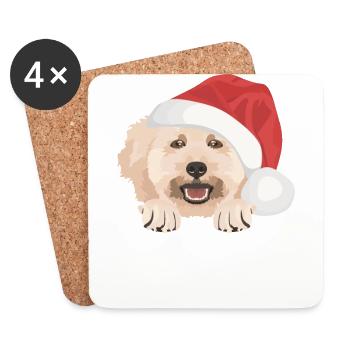 Caniche Joyeux Noël - Dessous de verre (lot de 4) - blanc - Devant
