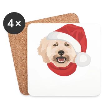 Caniche Joyeux Noël - Dessous de verre (lot de 4) - blanc - Devant