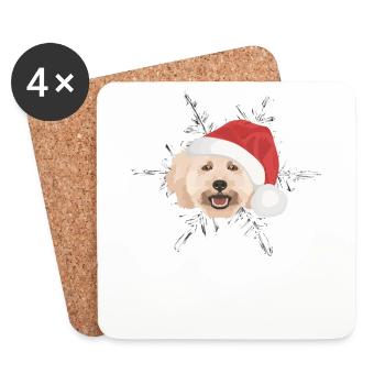 Caniche Joyeux Noël - Dessous de verre (lot de 4) - blanc - Devant