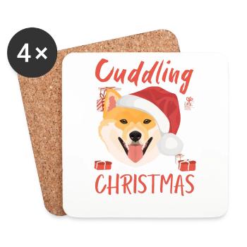 Shiba Inu Merry Christmas - Coasters (set of 4) - white - Front