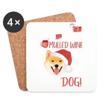 Shiba Inu vin chaud Noël - Dessous de verre (lot de 4) - blanc - Devant