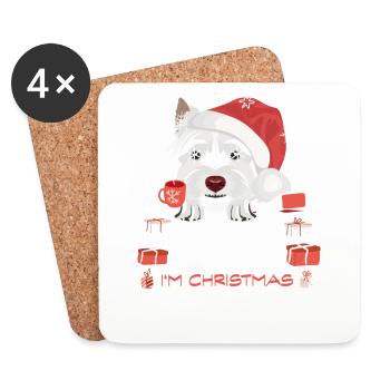 West Highland Terrier Christmas Market - Coasters (set of 4) - white - Front