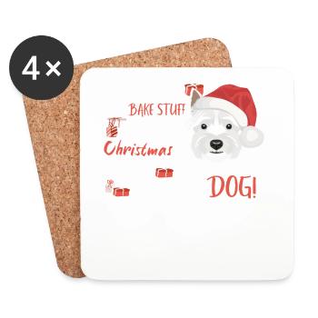 West Highland Terrier Merry Christmas - Coasters (set of 4) - white - Front