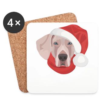 Merry Christmas Weimaraner - Coasters (set of 4) - white - Front