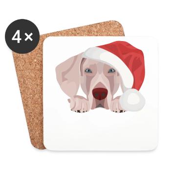 Merry Christmas Weimaraner - Coasters (set of 4) - white - Front