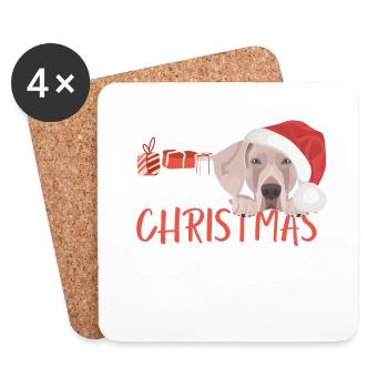 Merry Christmas Weimaraner - Coasters (set of 4) - white - Front