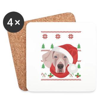 Merry Christmas Weimaraner - Coasters (set of 4) - white - Front